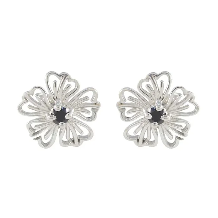 Black Onyx American Bruna Solitaire Stud Black 92.5 Silver Earring