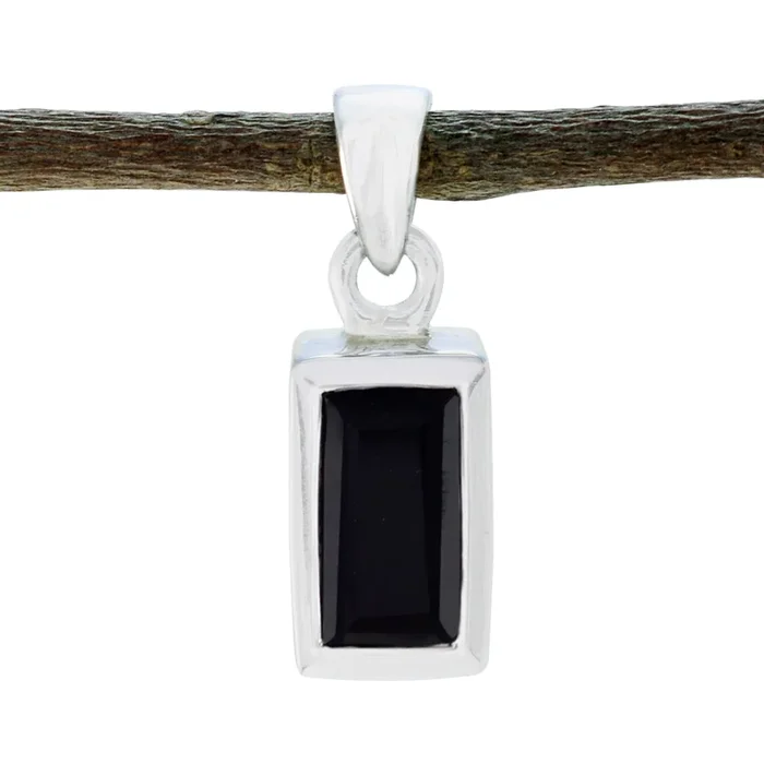 Black Onyx Delicate Spanish Silver Solitaire Scarlett Signet Black Pendant Jewelry