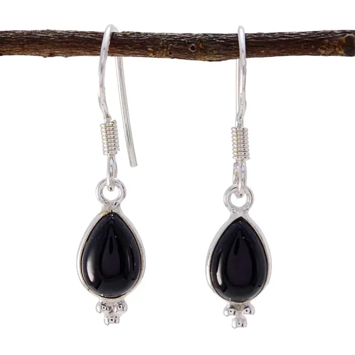 Black Onyx Egyptian Isabella multiple Dangle Black 925 Silver Earring
