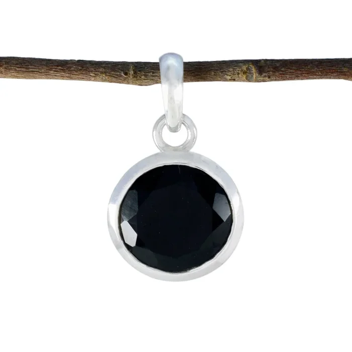 Black Onyx Featherlight German Silver Solitaire Lourdes Abstract Black Pendant Jewelry