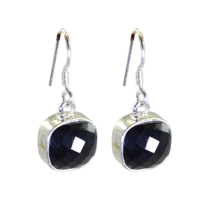 Black Onyx French Hazel multiple Dangle Black 925 Sterling Silver Earring