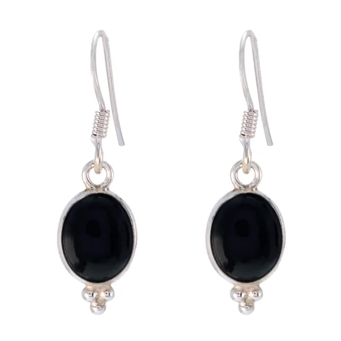 Black Onyx French Valentina multiple Dangle Black Sterling Silver Earring
