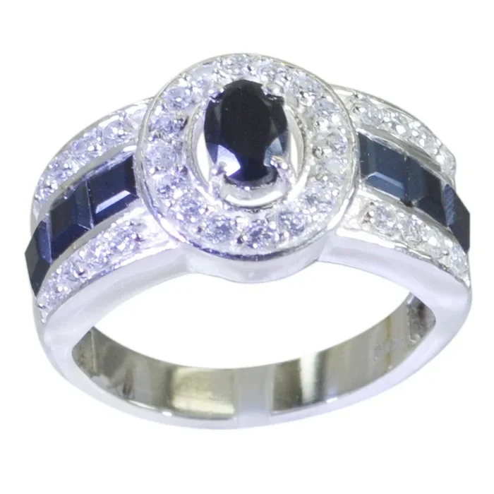Black Onyx Halo French 92.5 Silver Black Gems Eye-catching Trendy Ring Jewellery