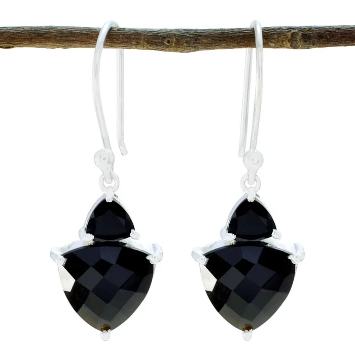 Black Onyx Latin American Yasmine multiple Dangle Black 925 Sterling Silver Earring