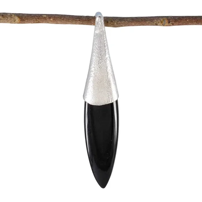 Black Onyx Tiny Italian 92.5 Silver Solitaire Audrey Heart Black Pendant Jewellery