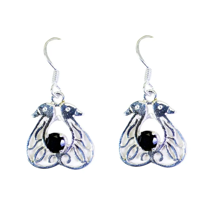 Black Onyx Turkish Maya Solitaire Dangle Black 925 Silver Earring