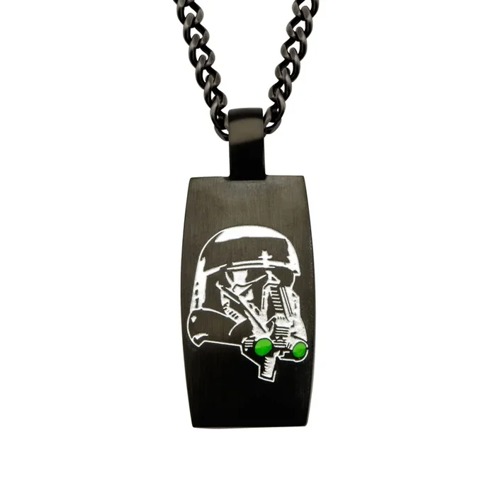 Black Stainless Steel 24-inch Star Wars Death Trooper Pendant