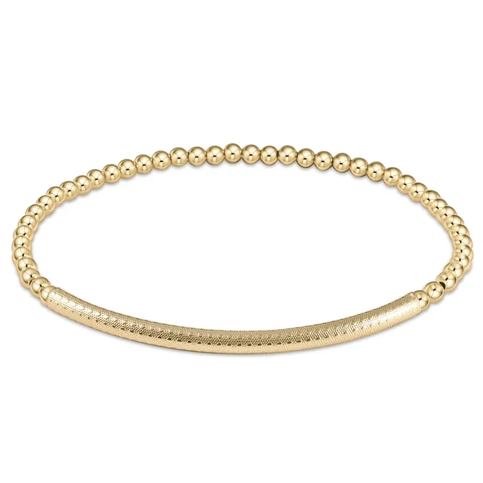 Bliss Bar Textured 3mm Bead Bracelet – Gold