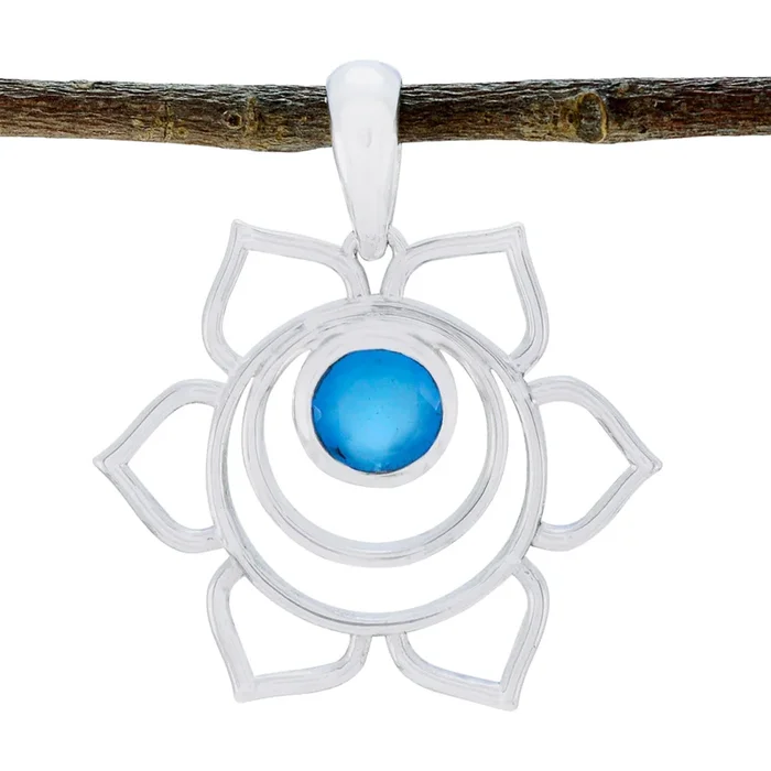 Blue Chalcedony Delicate German Sterling Silver Solitaire Greta Rope-Wire Blue Pendant Jewellery