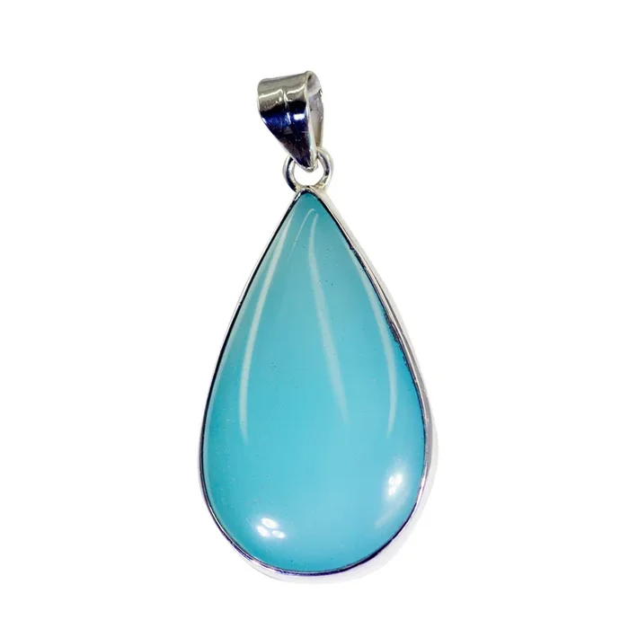 Blue Chalcedony Essential Turkish Sterling Silver Solitaire Alejandra Engagement Blue Pendant Jewellery