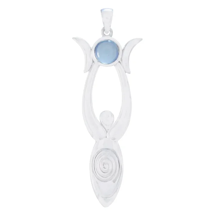 Blue Chalcedony Whisper-thin Italian 925 Silver Solitaire Clara Eternity Blue Pendant Jewelry