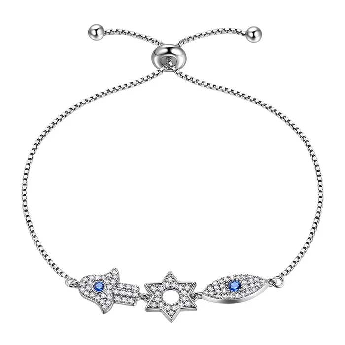 Blue Evil Eye Armbänder Damen Mädchen Amulett Schmuck Hamsa Fatima Hand Davidsterne Armband