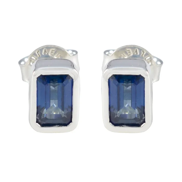 Blue Sapphire Australian Natalia Solitaire Stud Blue Silver Earring