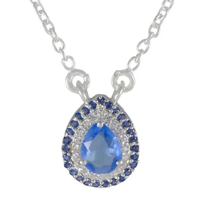 Blue Sapphire CZ Whisper-thin Indian 925 Silver multiple Nisa Eternity Blue Pendant Jewelry