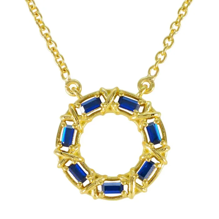 Blue Sapphire Statement American Silver Hepta Zoe Graceful Blue Pendant Jewelry