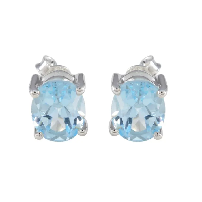 Blue topaz American Bianca Solitaire Stud Blue Silver Earring