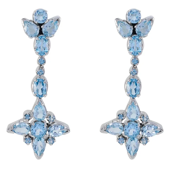 Blue topaz American Skylar multiple Stud Blue 925 Sterling Silver Earring