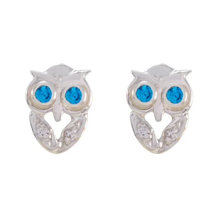 Blue Topaz CZ Japanese Giulia multiple Stud Blue 925 Sterling Silver Earring