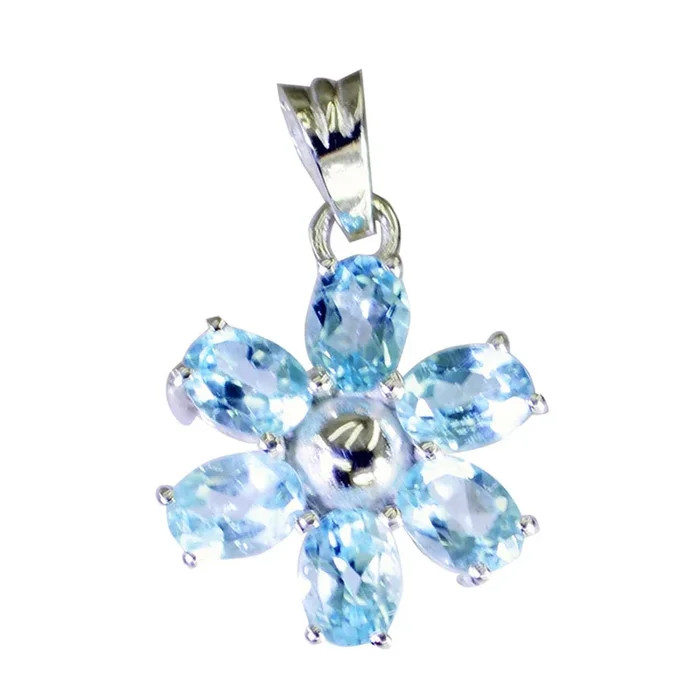 Blue Topaz Eye-catching Egyptian 92.5 Silver multiple Emma Signet Blue Pendant Jewellery