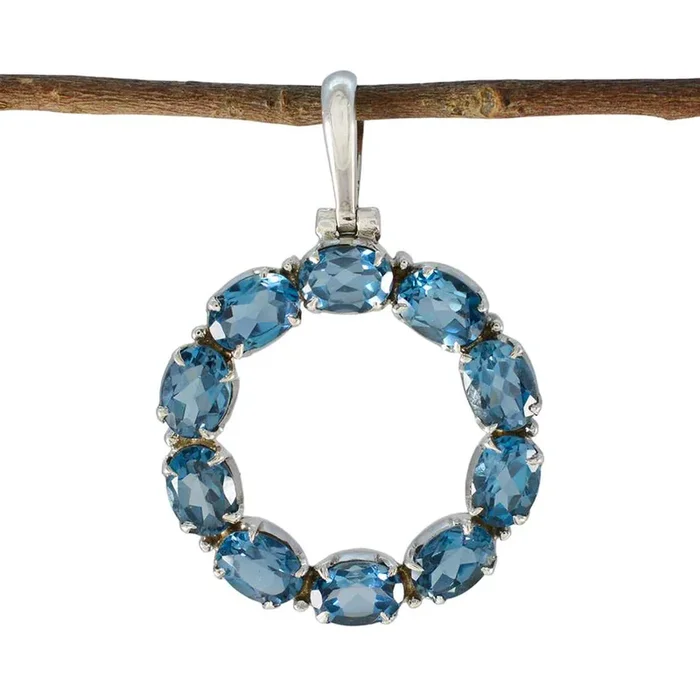 Blue Topaz Eye-catching Egyptian 925 Silver deka Lucia Armor Blue Pendant Jewelry