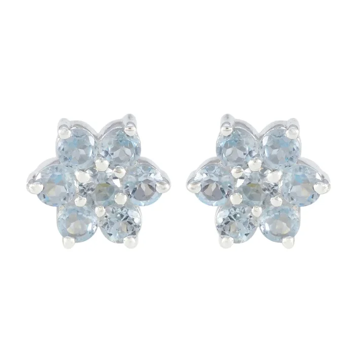 Blue Topaz Korean Nova multiple Stud Blue 92.5 Silver Earring