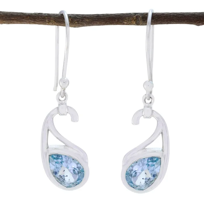 Blue topaz Latin American Teresa Solitaire Dangle Blue 925 Sterling Silver Earring