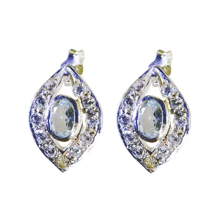 Blue Topaz Mexican Xiu multiple Stud Blue Sterling Silver Earring