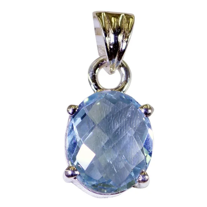 Blue Topaz Minimalist Japanese 92.5 Silver Solitaire Ayaka Contemporary Blue Pendant Jewellery