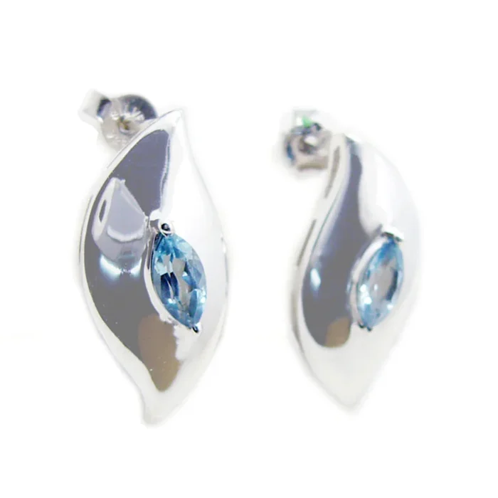 Blue topaz Moroccan Ángeles Solitaire Stud Blue 92.5 Silver Earring