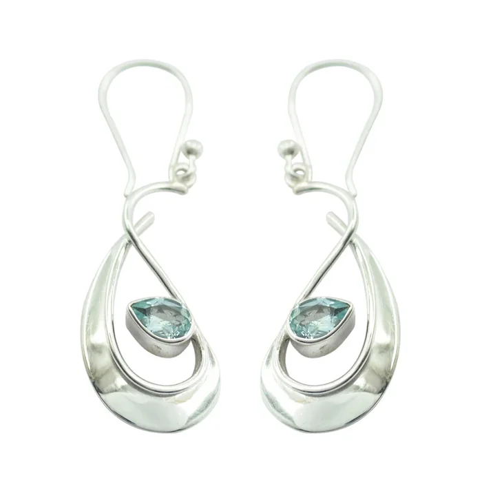 Blue Topaz Moroccan Min-seo multiple Dangle Blue 925 Silver Earring