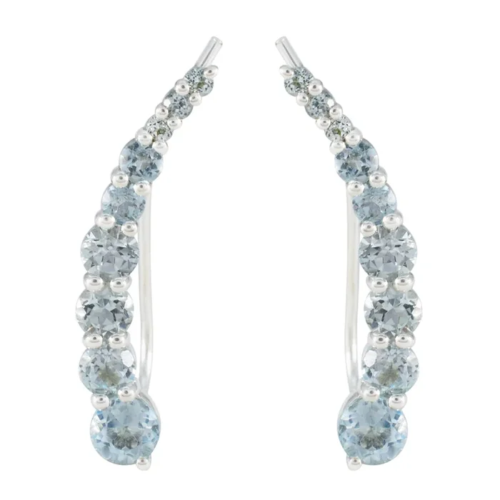 Blue Topaz Russian Yuna multiple EarCuff Blue Silver Earring