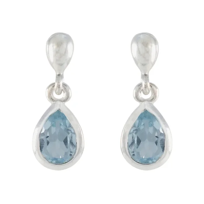 Blue Topaz Russian Zoe Solitaire Stud Blue 92.5 Silver Earring