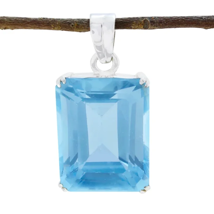 Blue Topaz Statement German Sterling Silver Solitaire Freya Heart Blue Pendant Jewellery