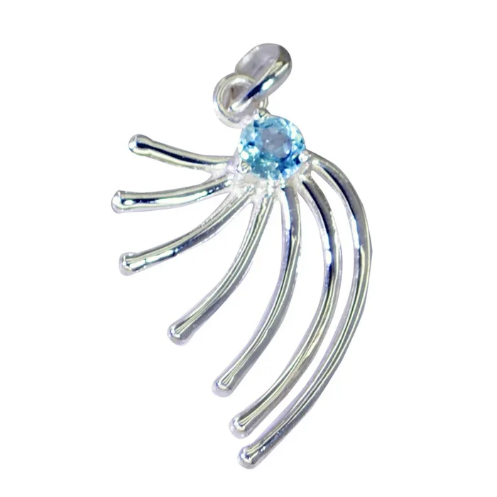 Blue Topaz Tiny Spanish Sterling Silver Solitaire Julia Signet Blue Pendant Jewellery