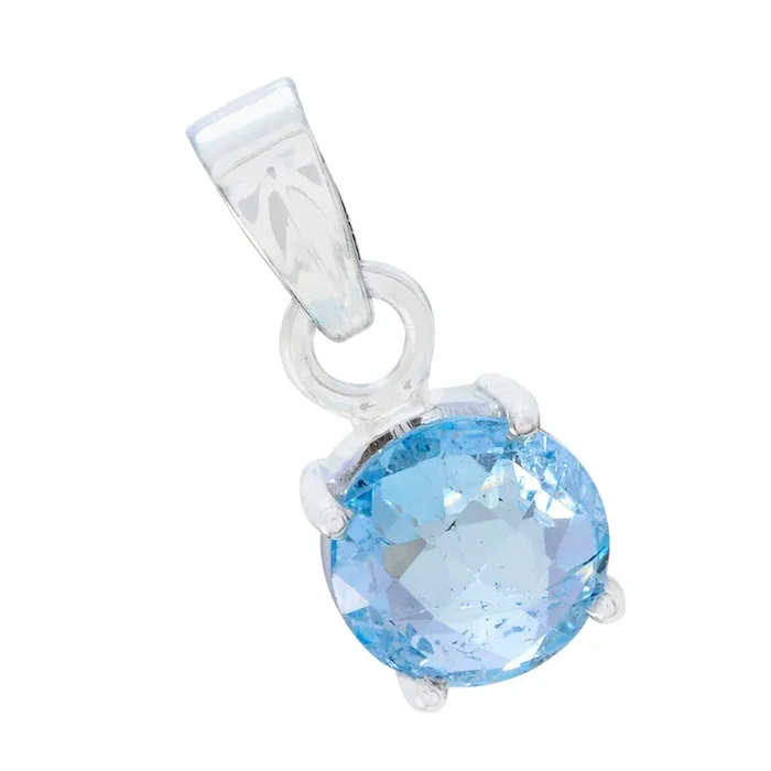 Blue Topaz Whisper-thin Spanish 92.5 Silver Solitaire Valentina Modern Blue Pendant Jewellery