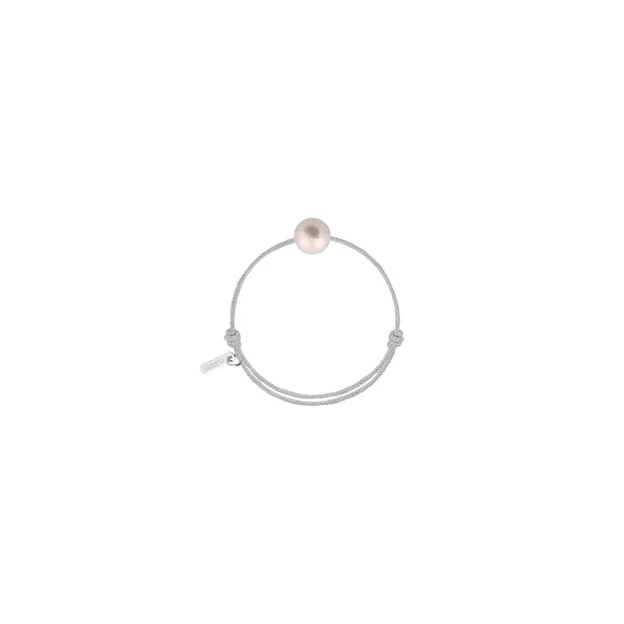 Bracelet Claverin Baby Pearly cordon gris perlé et perle blanche