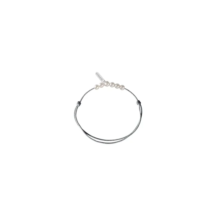 Bracelet Claverin cordon gris perlé Mini 6 little treasures perles blanches BRC6P001GRIP – Lepage