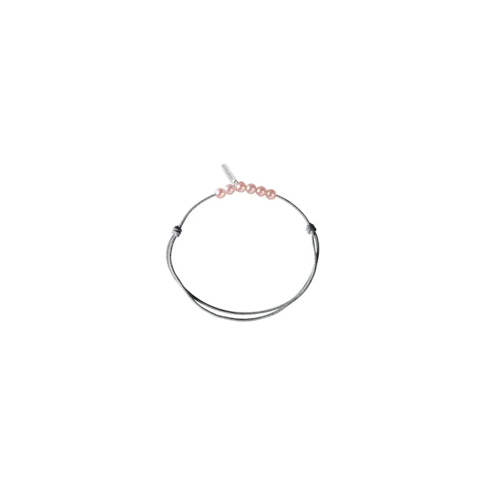 Bracelet Claverin cordon gris perlé Mini 6 little treasures perles roses BRC6P002GRIP – Lepage