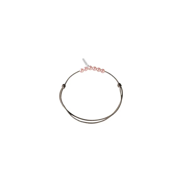 Bracelet Claverin cordon taupe Mini 6 little treasures perles roses BRC6P002TAU – Lepage