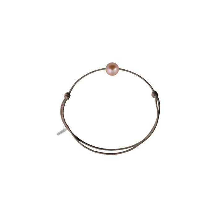 Bracelet Claverin cordon taupe Simply perle rose BRCR001TAU – Lepage