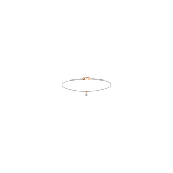 Bracelet cordon La Brune et La Blonde gris en or rose et diamant 0,07 carat