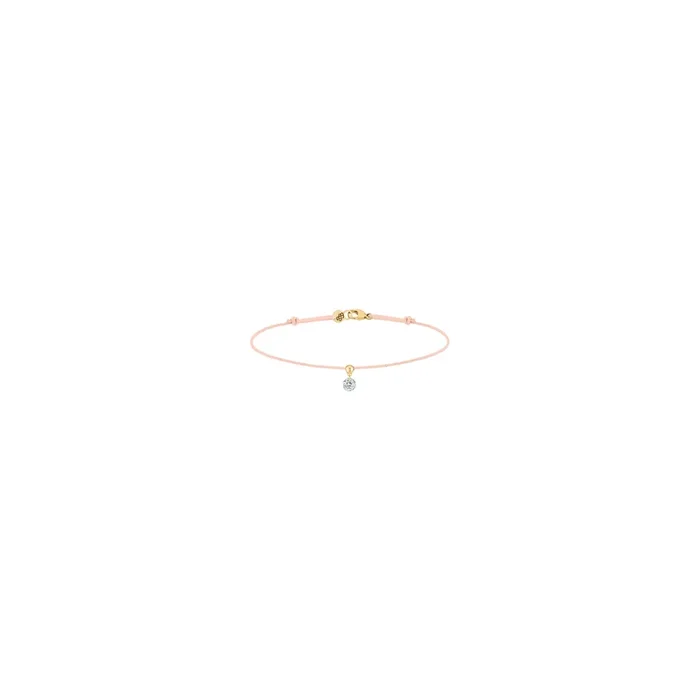 Bracelet cordon La Brune et La Blonde nude en or jaune et diamant 0,15 carat