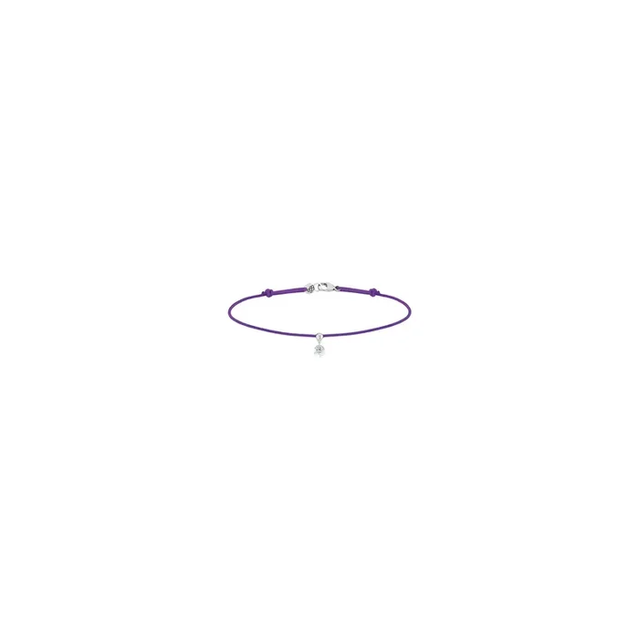 Bracelet cordon La Brune et La Blonde violet en or blanc et diamant 0,15 carat