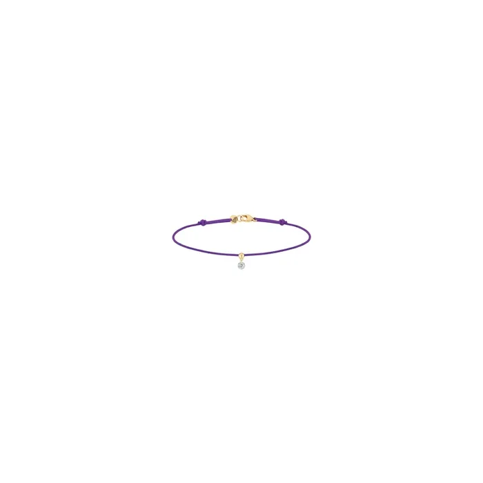 Bracelet cordon La Brune et La Blonde violet en or jaune et diamant 0,10 carat