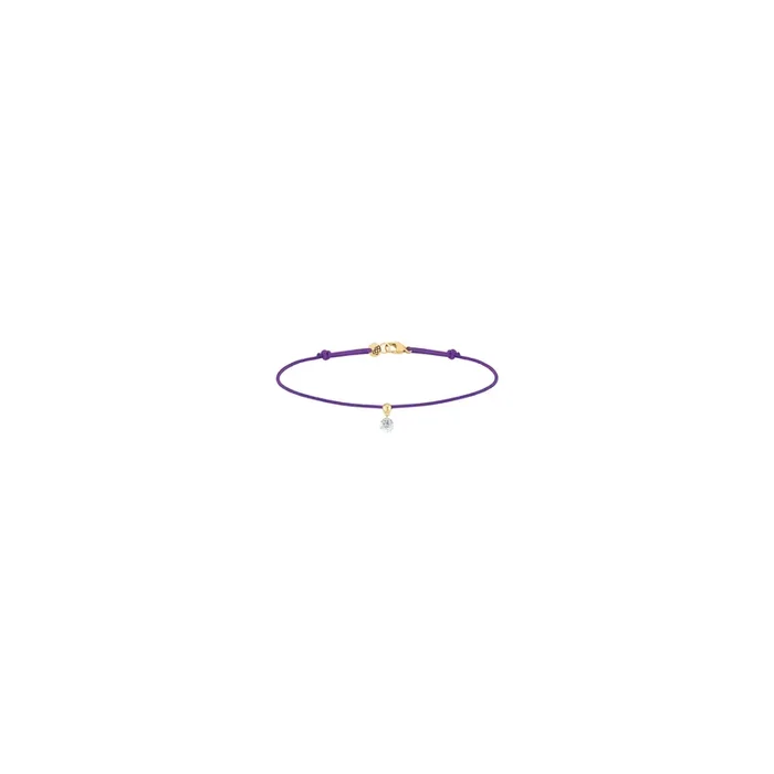 Bracelet cordon La Brune et La Blonde violet en or jaune et diamant 0,15 carat