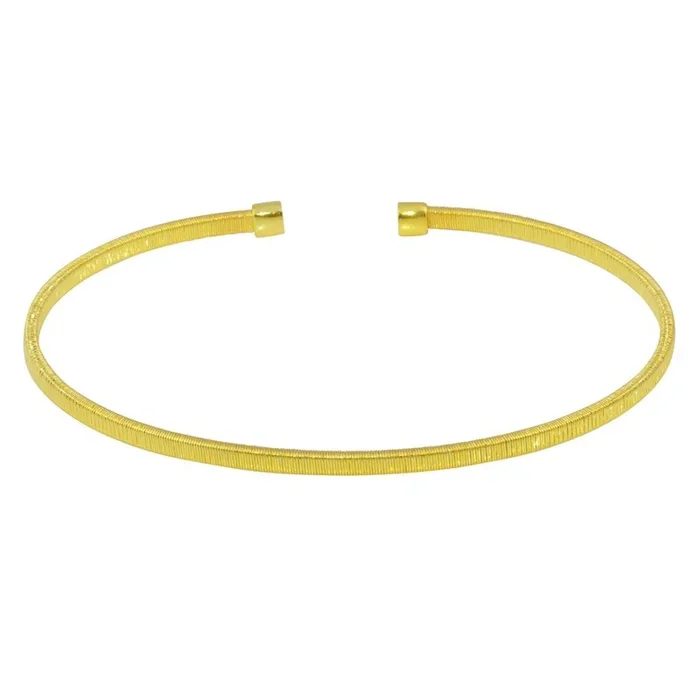 Brazalete plano abierto de plata de ley 925 bañado en oro – ARB00007GP