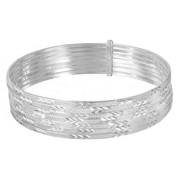 Brazalete Semanario de plata 925 con corte de diamante de alto pulido – BG129