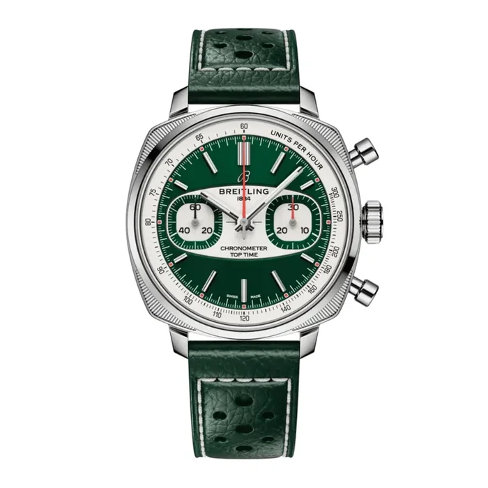 Breitling Top Time B01 Racing automatic watch, green dial, green leather strap, 38 mmWatch AB01771A1L1X1 – Lepage