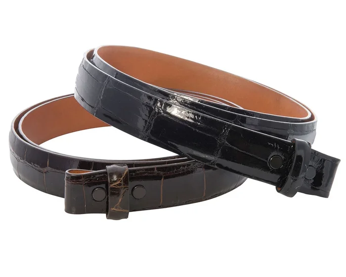 Brown Glossy Alligator Belt Strap 1″