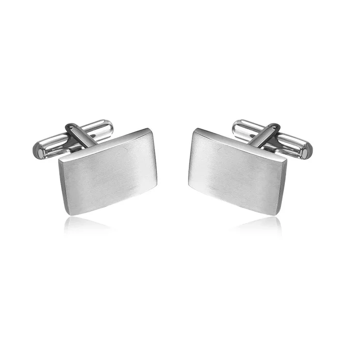 Brushed Finished Stainless Steel 12mm x 19mm Bullet Back Cufflink – SCU000013